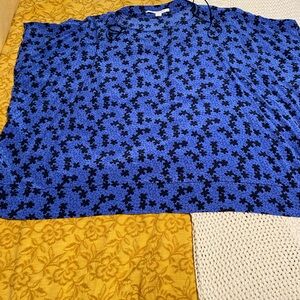 Diane Von Furstenberg Blue and Black Floral Top